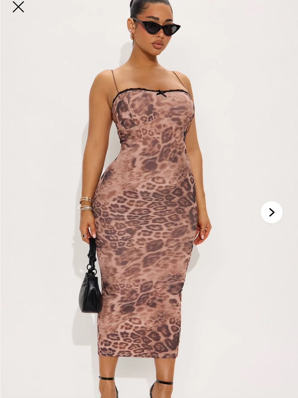 Fashion Nova Brown Leopard Print Midi Slip Dress